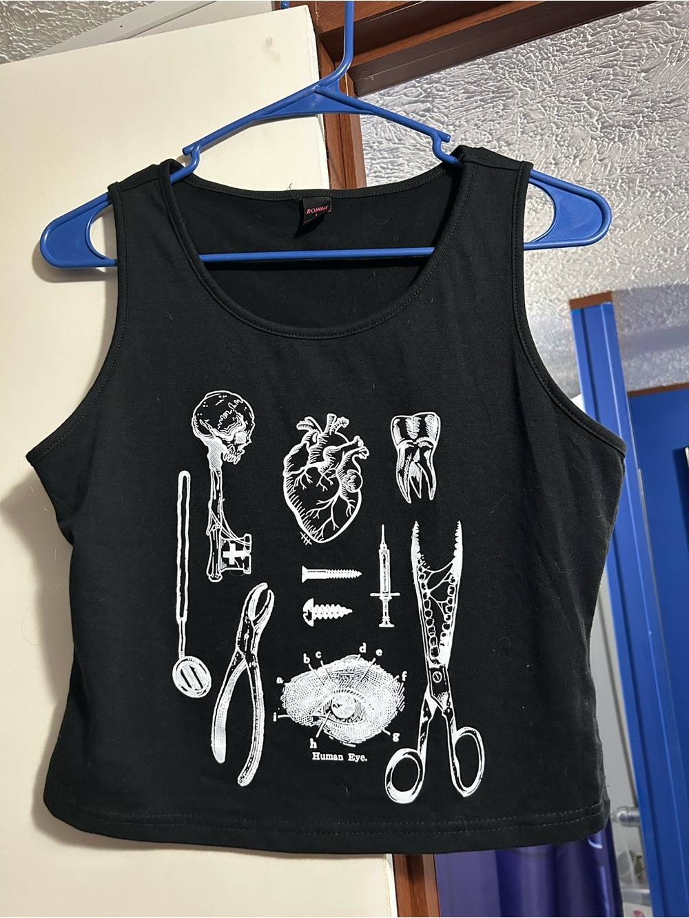 ROMWE Black Graphic Anatomical Tank Top